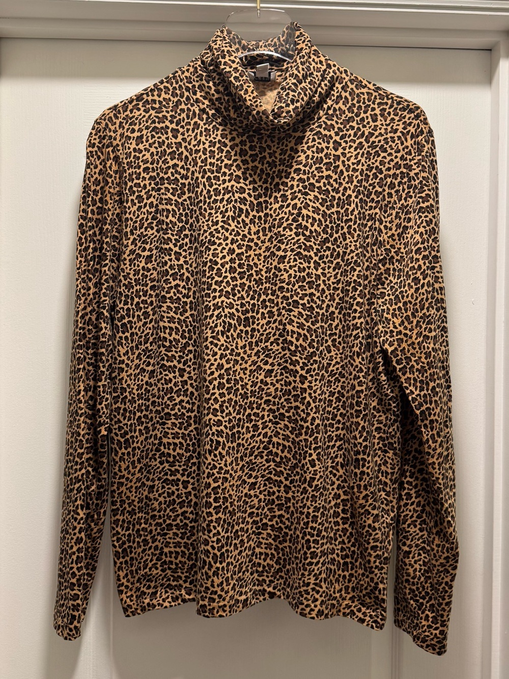 J. Crew Leopard Print Turtleneck Long Sleeve Top - Tan & Black